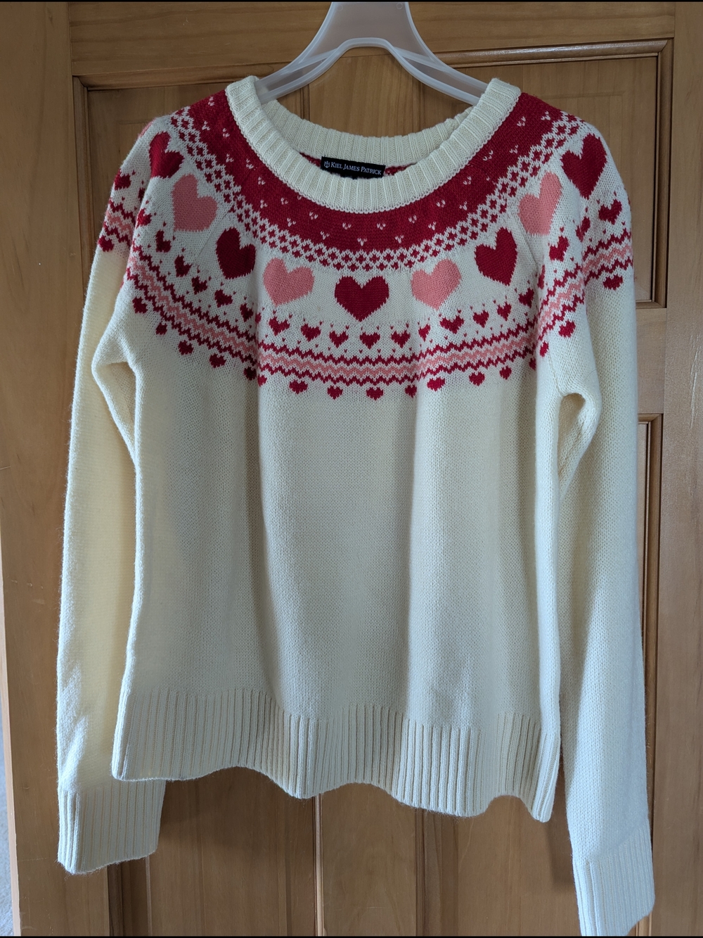 Kiel James Patrick Cream & Red Fair Isle Wool Sweater - Women